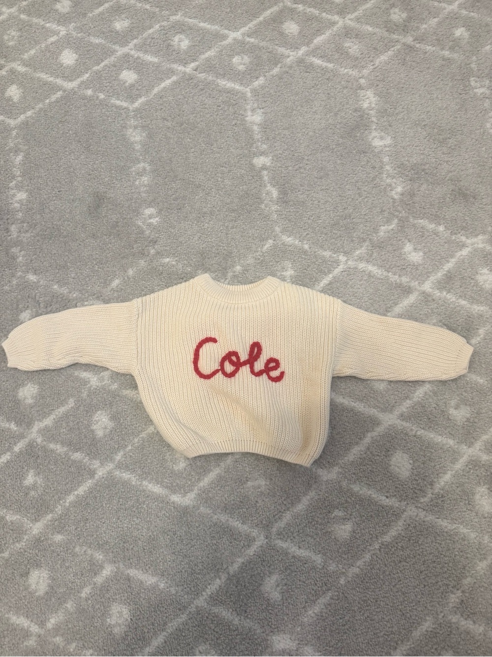 Personalized âColeâ Knit Sweater 6â12 Months | Cream & Red